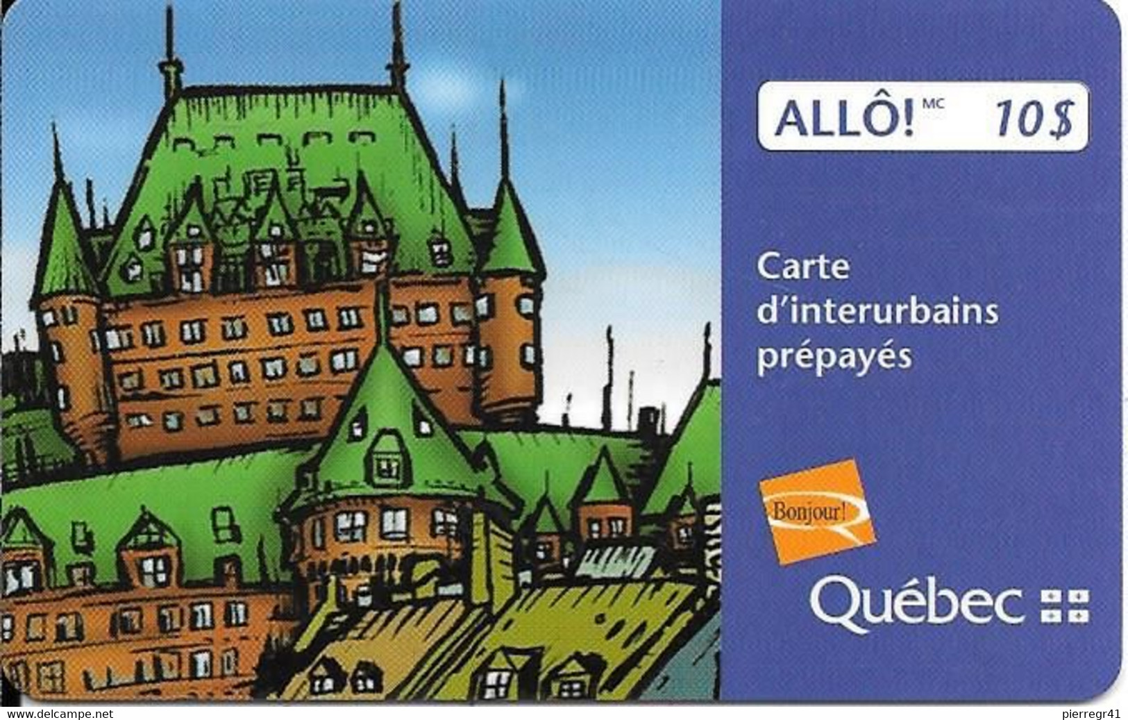 CARTE-PREPAYEE-ALLO-10$607/97-QUEBEC-GRATTE-TBE- - Canada