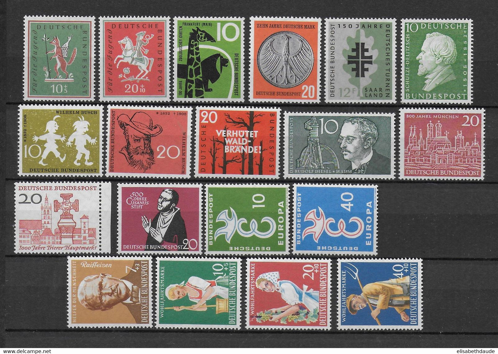 BRD - ANNEE COMPLETE 1958 (SAUF YVERT N°166) ** MNH  - YVERT N°153/172 - COTE = 31.5 EUR. - - Unused Stamps