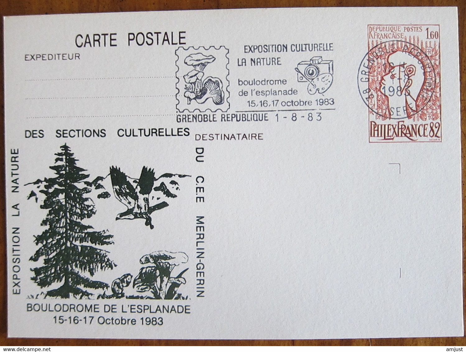 France // Entier Postaux //  Entier Postal De L'exposition Culturelle, La Nature Grenoble Le 1.08.1983 - Cartes Postales Types Et TSC (avant 1995)