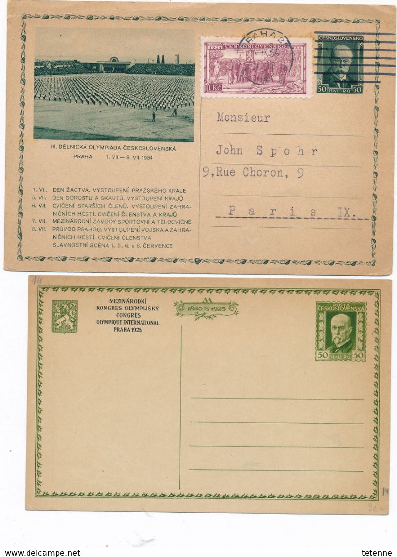 Tschechoslowakei Tchecoslovaquie Tchecoslovakia 2 CARTES ENTIERS POSTAUX - Autres & Non Classés