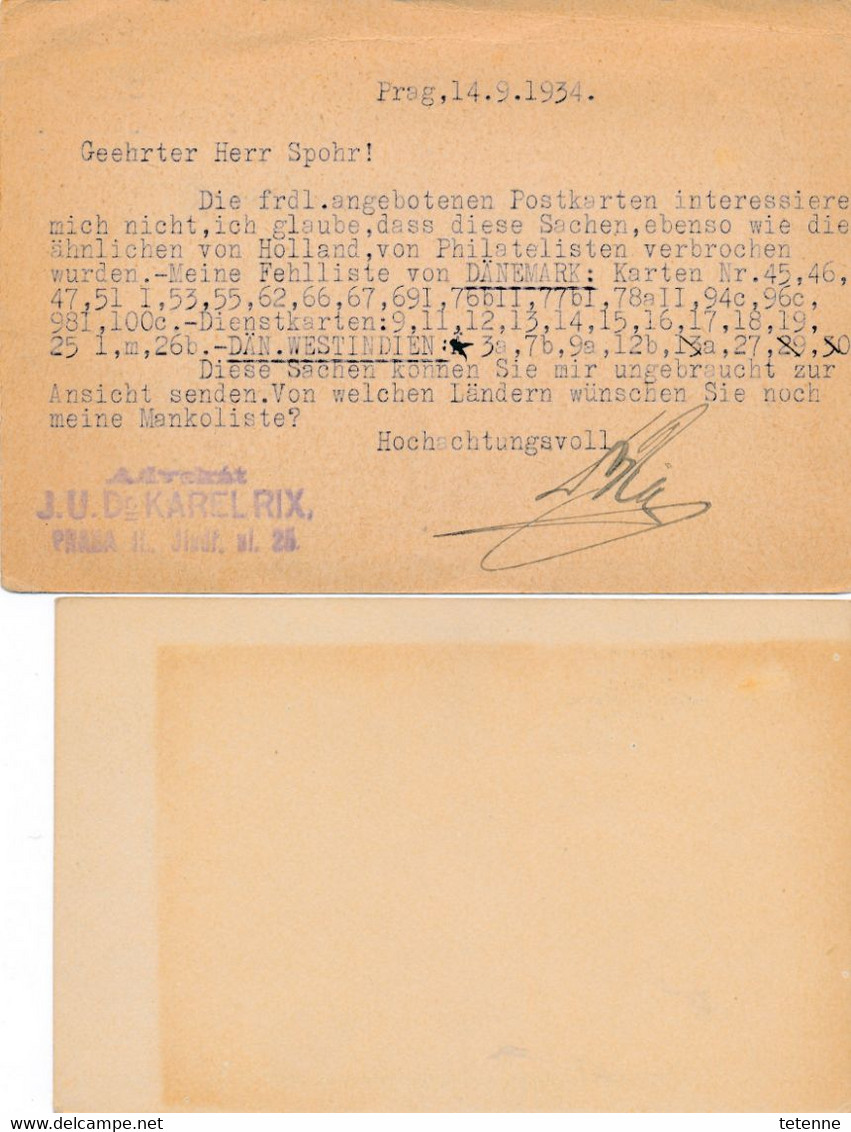 Tschechoslowakei Tchecoslovaquie Tchecoslovakia 2 CARTES ENTIERS POSTAUX - Sonstige & Ohne Zuordnung