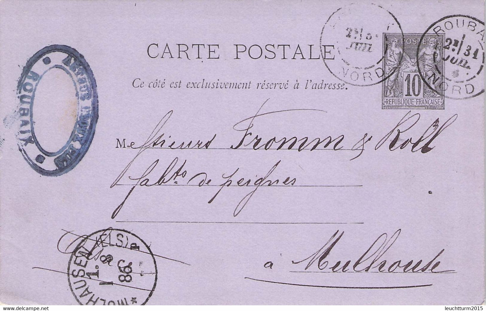 FRANCE - CARTE POSTALE 1886 ROUBAIX > MULHOUSE /AA96 - Prêts-à-marquer