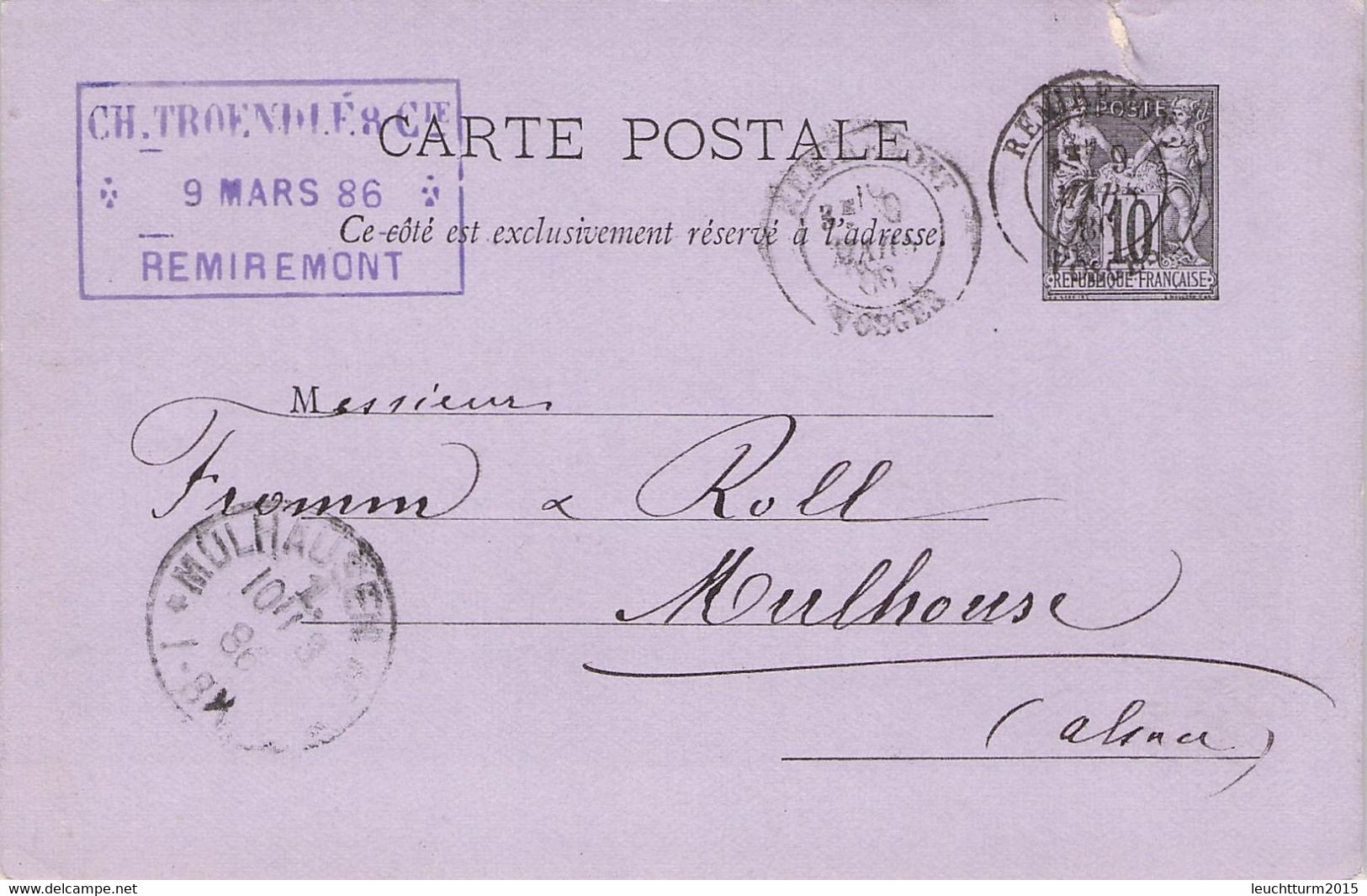 FRANCE - CARTE POSTALE 1886 REMIREMONT > MULHOUSE /AA97 - PAM