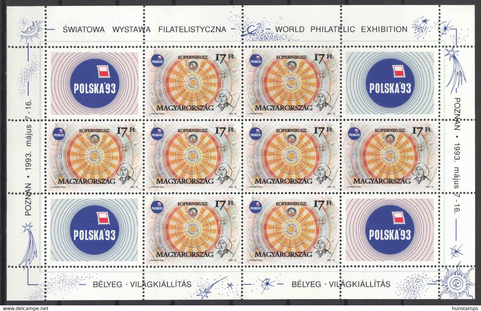 Hungary 1993. Kopernikus Stamp Exhibition, Poland Stamp In FULL SHEET MNH (**) Michel: 4243 Klb. - Volledige & Onvolledige Vellen