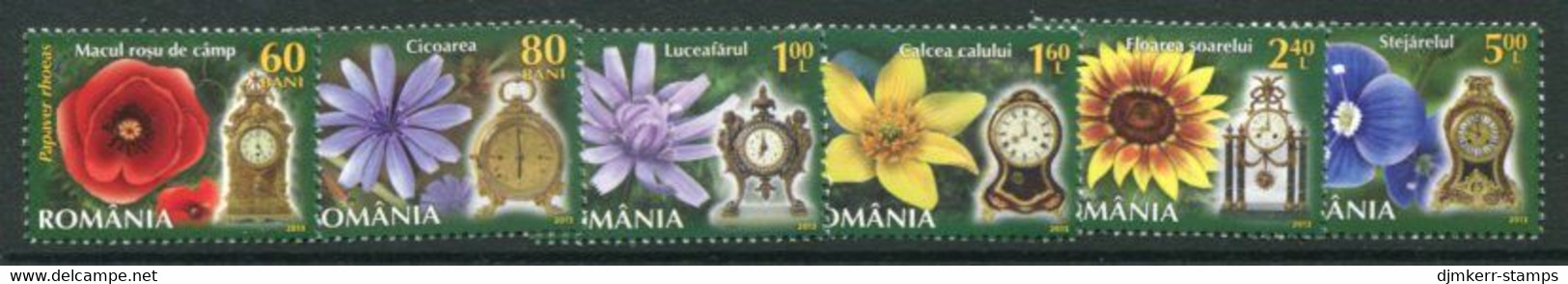 ROMANIA 2013 Flowers And Clocks I MNH / **. Michel 6672-77 - Nuovi