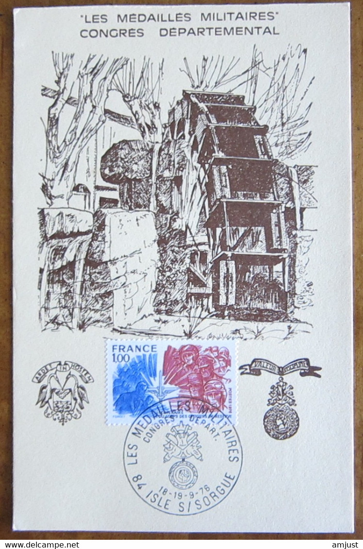 France // 1976 // Carte, Les Médailles Militaires, Congrès Départemental - Covers & Documents