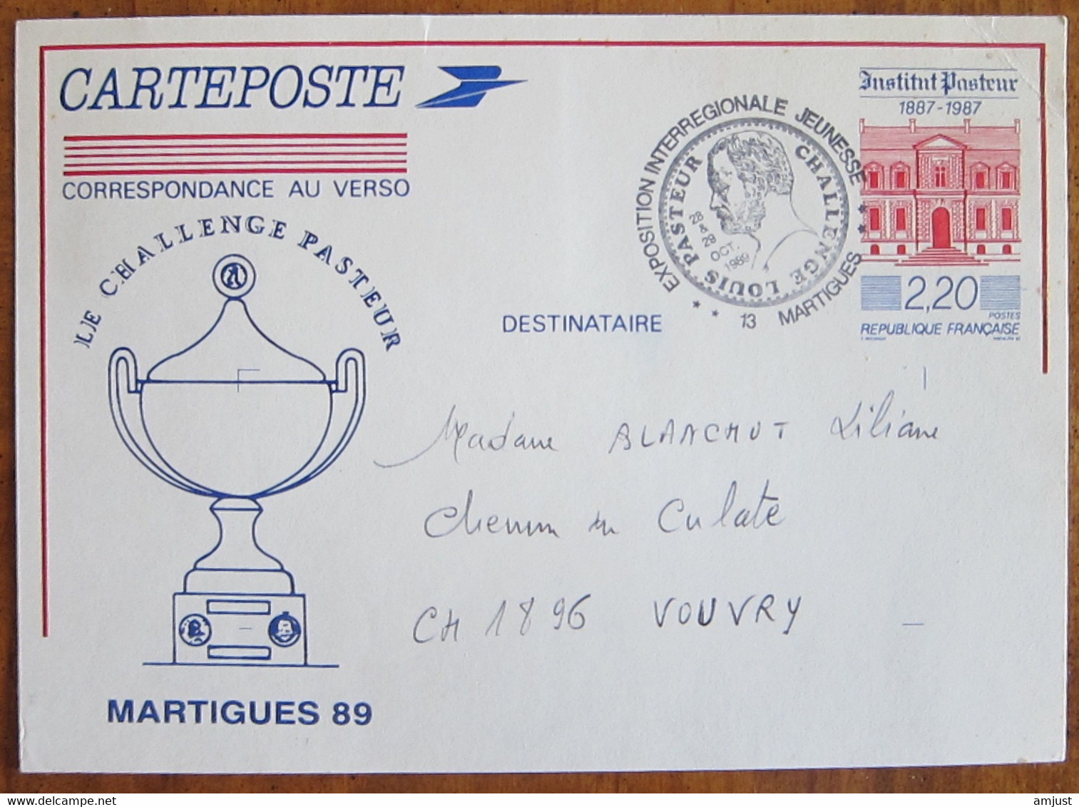 France // Entiers Postaux // Entier Postal, Le Challenge Pasteur, Martigues 89 - Standaardpostkaarten En TSC (Voor 1995)