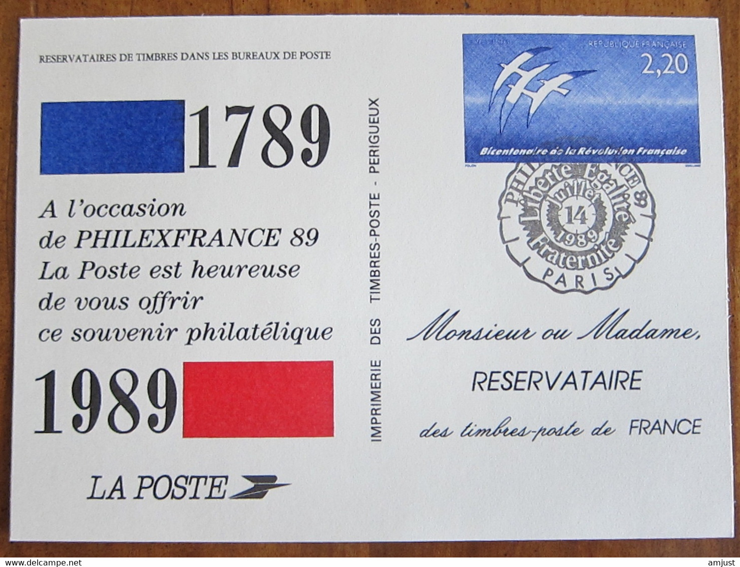 France // Entiers Postaux // Entier Postal,  PHILEXFRANCE 89 - Cartes Postales Types Et TSC (avant 1995)