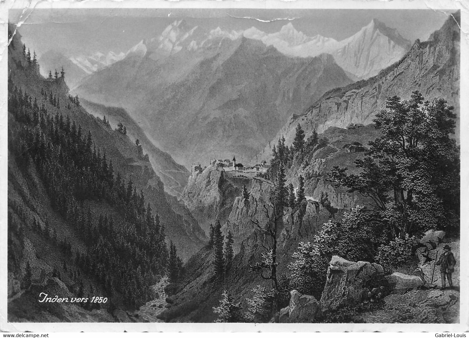 Inden Vers 1850 - Hotel Des Alpes  ( 10 X 15 Cm) - Inden
