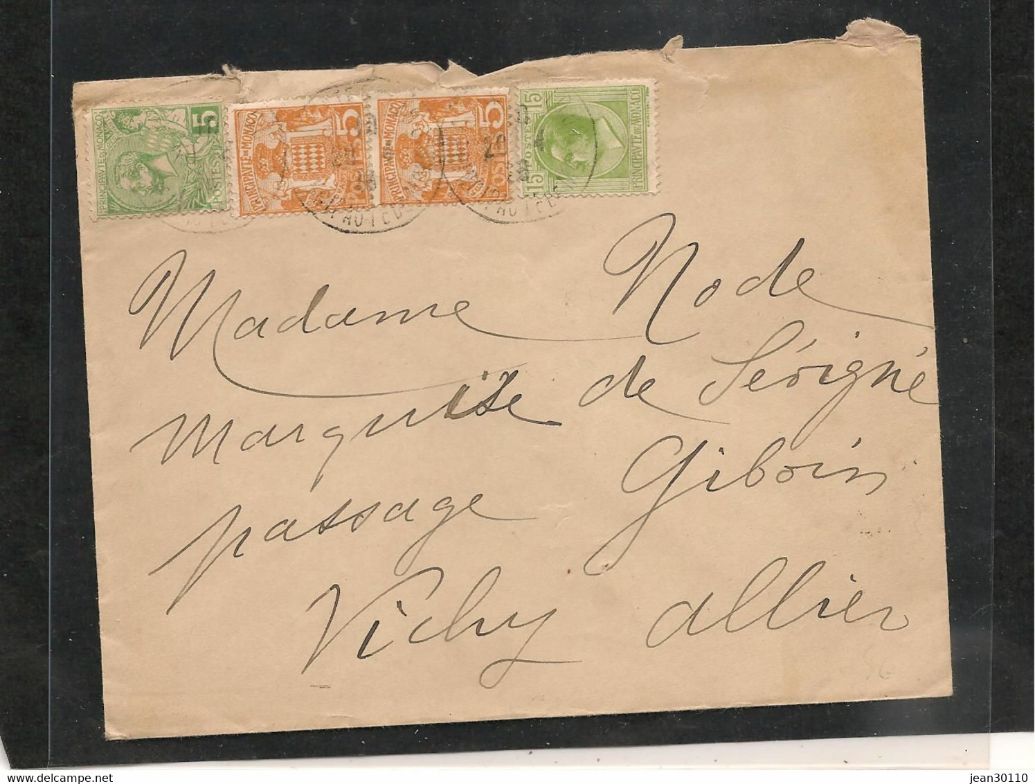 20-IV-26 ENVELOPPE DE MONACO POUR VICHY - Lettres & Documents