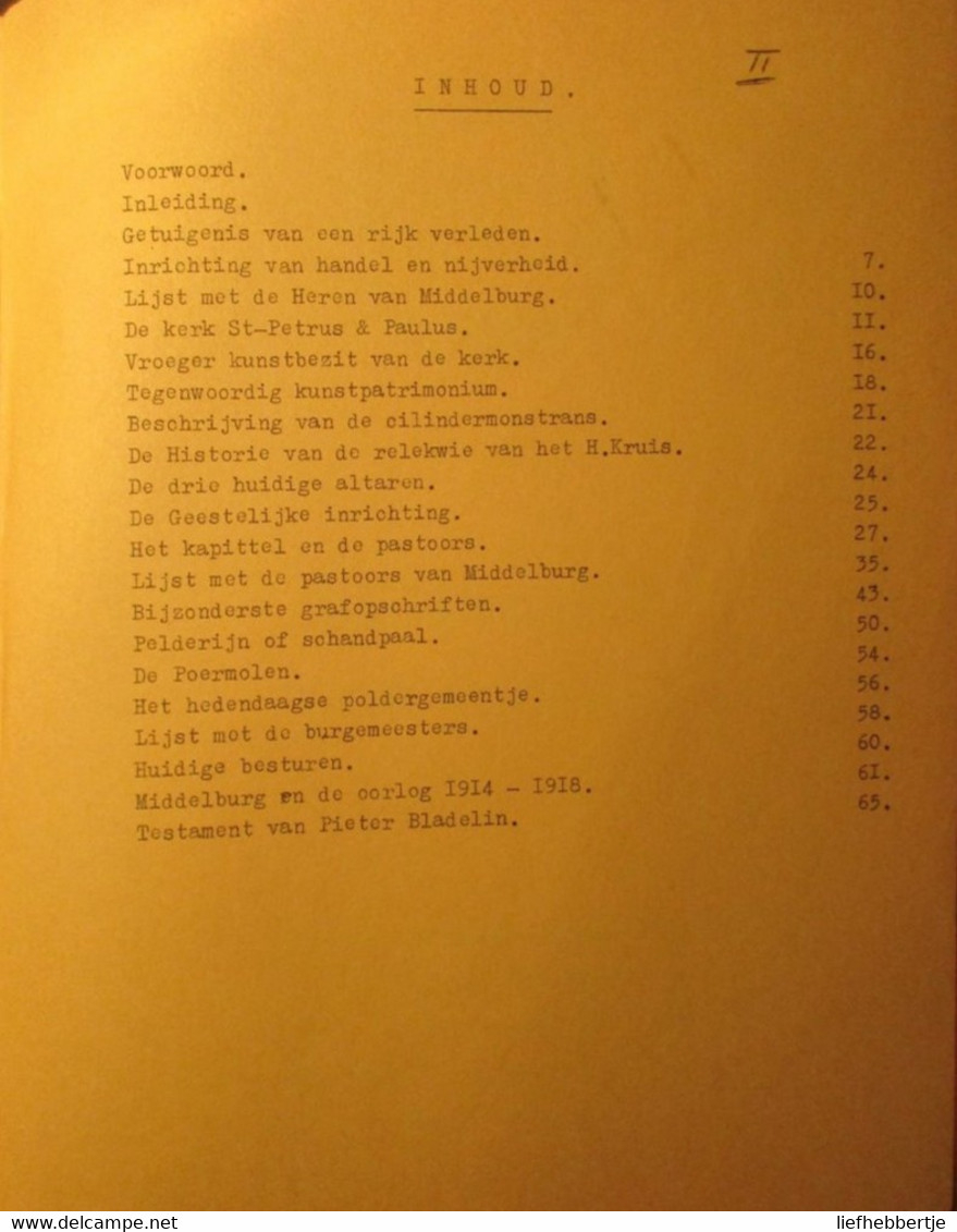 Geschiedenis Van Middelburg In Vlaanderen - Herinnering Aan Een Rijk Verleden - 1976  (Maldegem Bladelin) - Historia