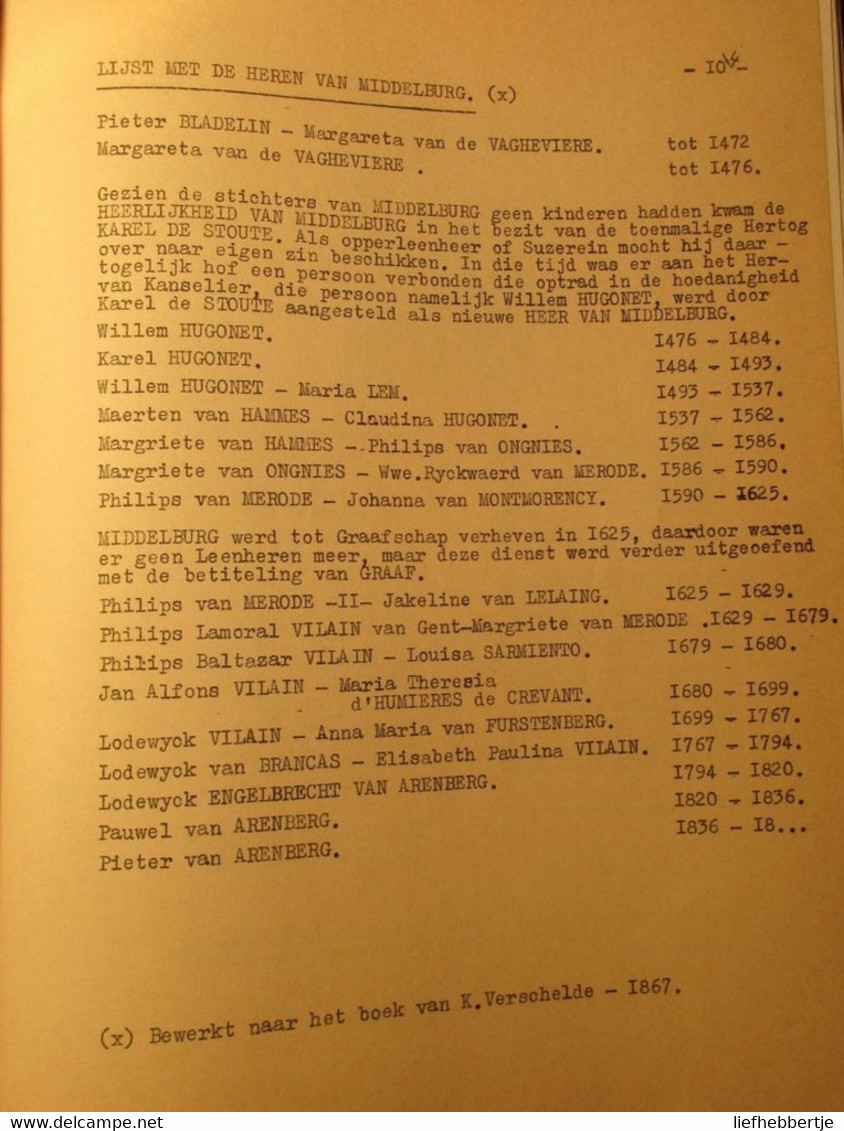 Geschiedenis van Middelburg in Vlaanderen - Herinnering aan een rijk verleden - 1976  (Maldegem Bladelin)