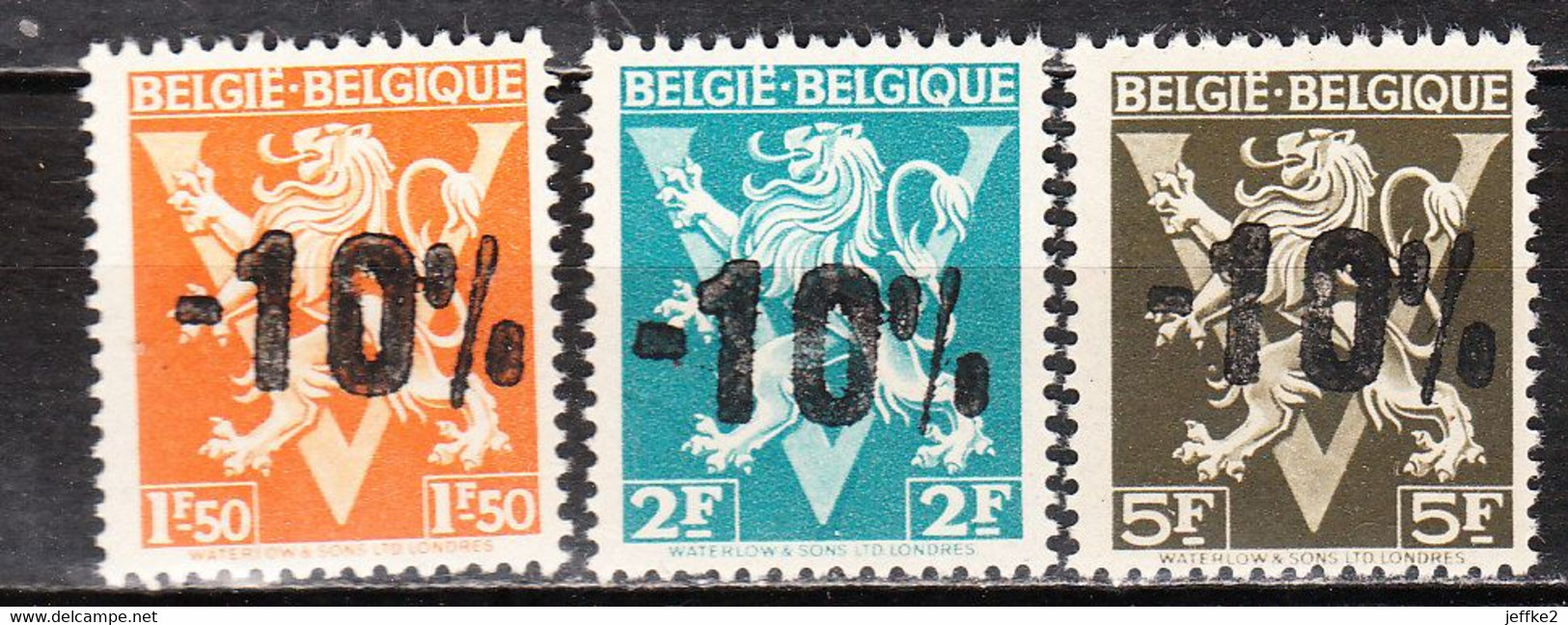 724K/M**  Lion Héraldique Surchargé -10% - Série Complète - RHODE ST GENESE - MNH** - LOOK!!!! - 1946 -10 %