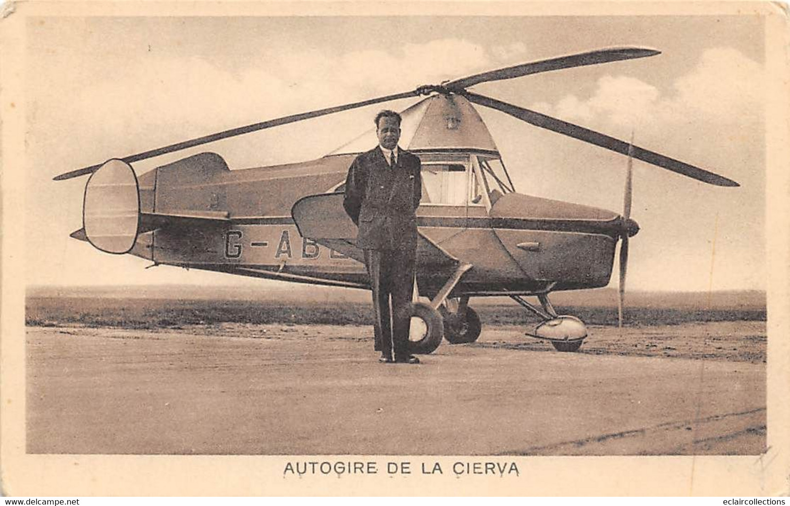 Thème  Aviation      Hélicoptère . Autogire De La Cierva Avec Son Inventeur     (voir Scan) - Helicopters