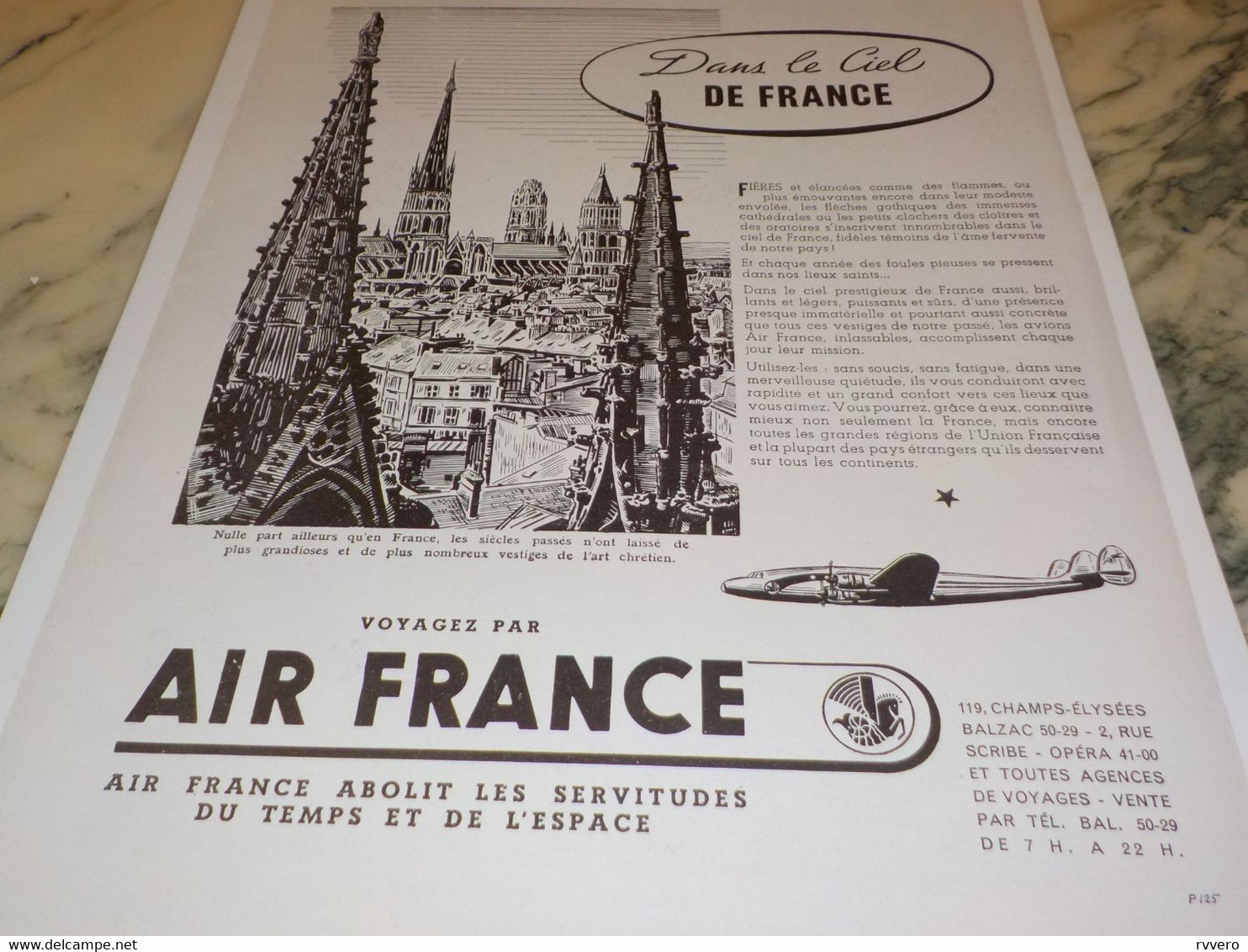 ANCIENNE PUBLICITE  DANS LE CIEL DE FRANCE  AIR FRANCE 1949 - Advertenties