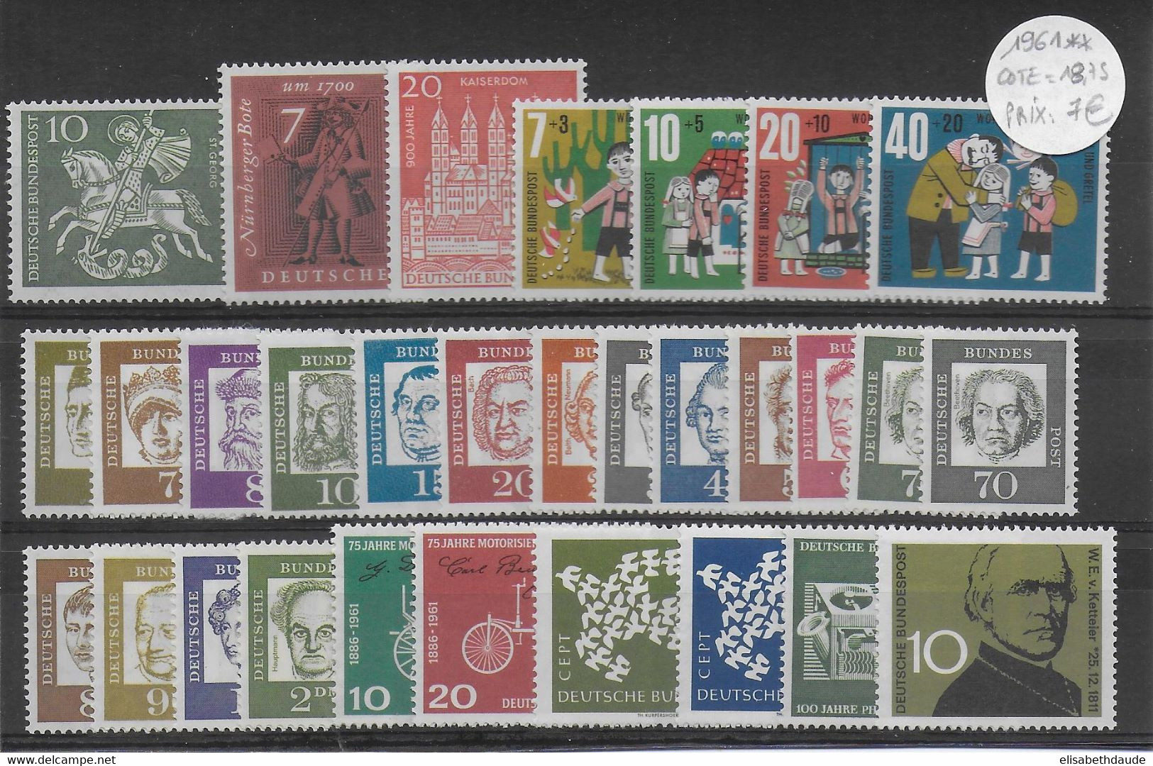 BRD - ANNEE COMPLETE 1961 ** MNH  - YVERT N°219/246 - COTE = 18.5 EUR. - - Colecciones Anuales