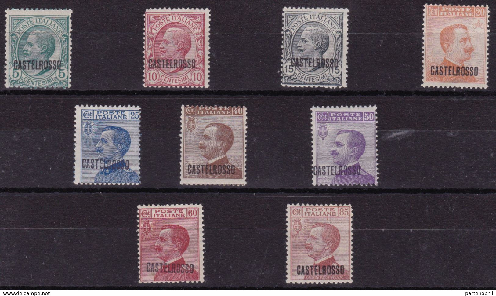 Castelrosso - 366 ** 1942 - F.lli Italiani Soprastampati N. 1/9. Cert. Biondi Cat. € 900,00. SPL - Castelrosso