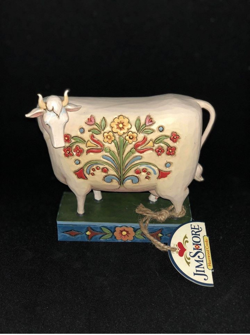 Figurine Jim Shore Animaux Sur Socle Vache Folk « Til The Cows Come Home » N°4039491 Neuve - Andere & Zonder Classificatie