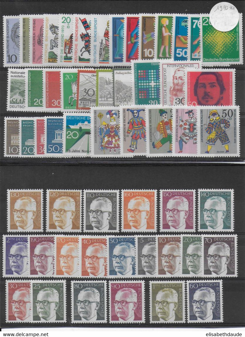 BRD - ANNEE COMPLETE 1970 ** MNH - YVERT N°475/521 - COTE = 59.2 EUR - Jahressammlungen