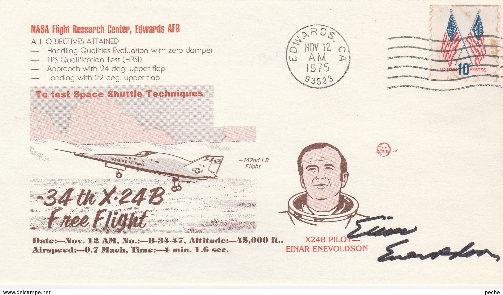 N°604 N -lettreNasa Flight Research Center, Signé : Einar Enevoldson - Amérique Du Nord