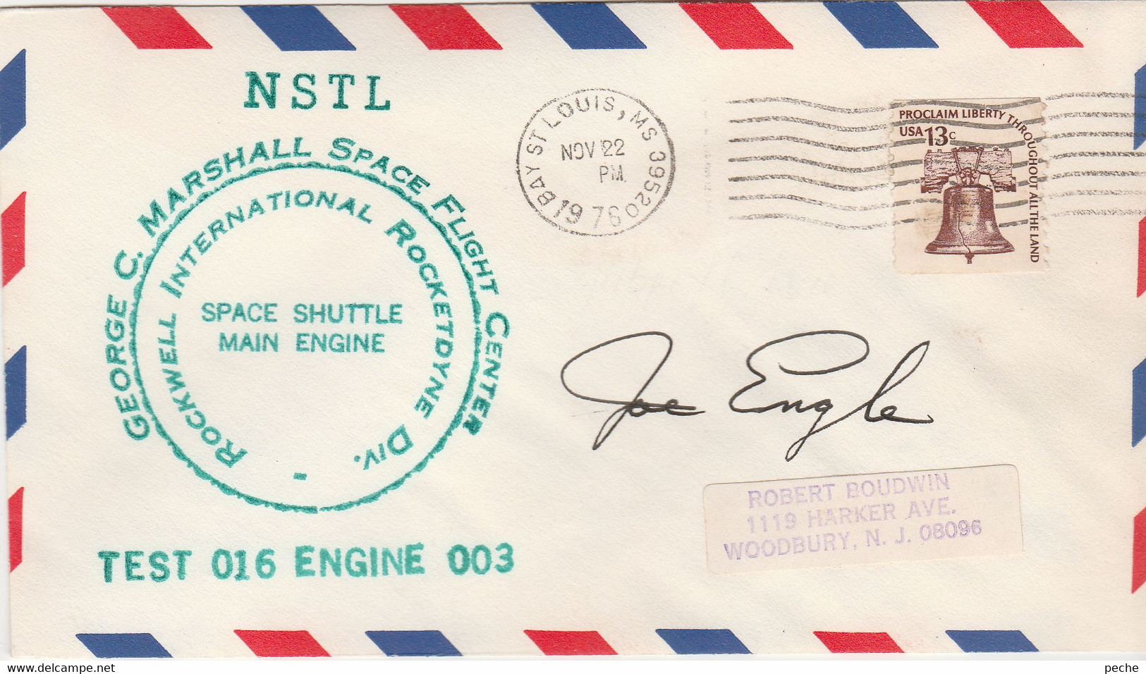 N°605 N -lettre Georges Marshall Space Flight -signé Joe Engle - Nordamerika