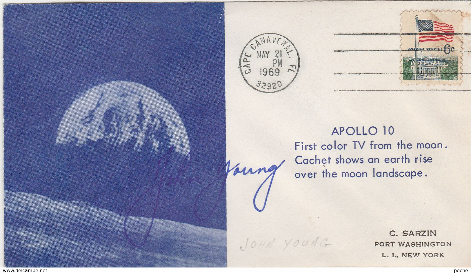 N°608 N -lettre Apollo 10 -first Colot TV From The Moon- Signé John Young - Amérique Du Nord