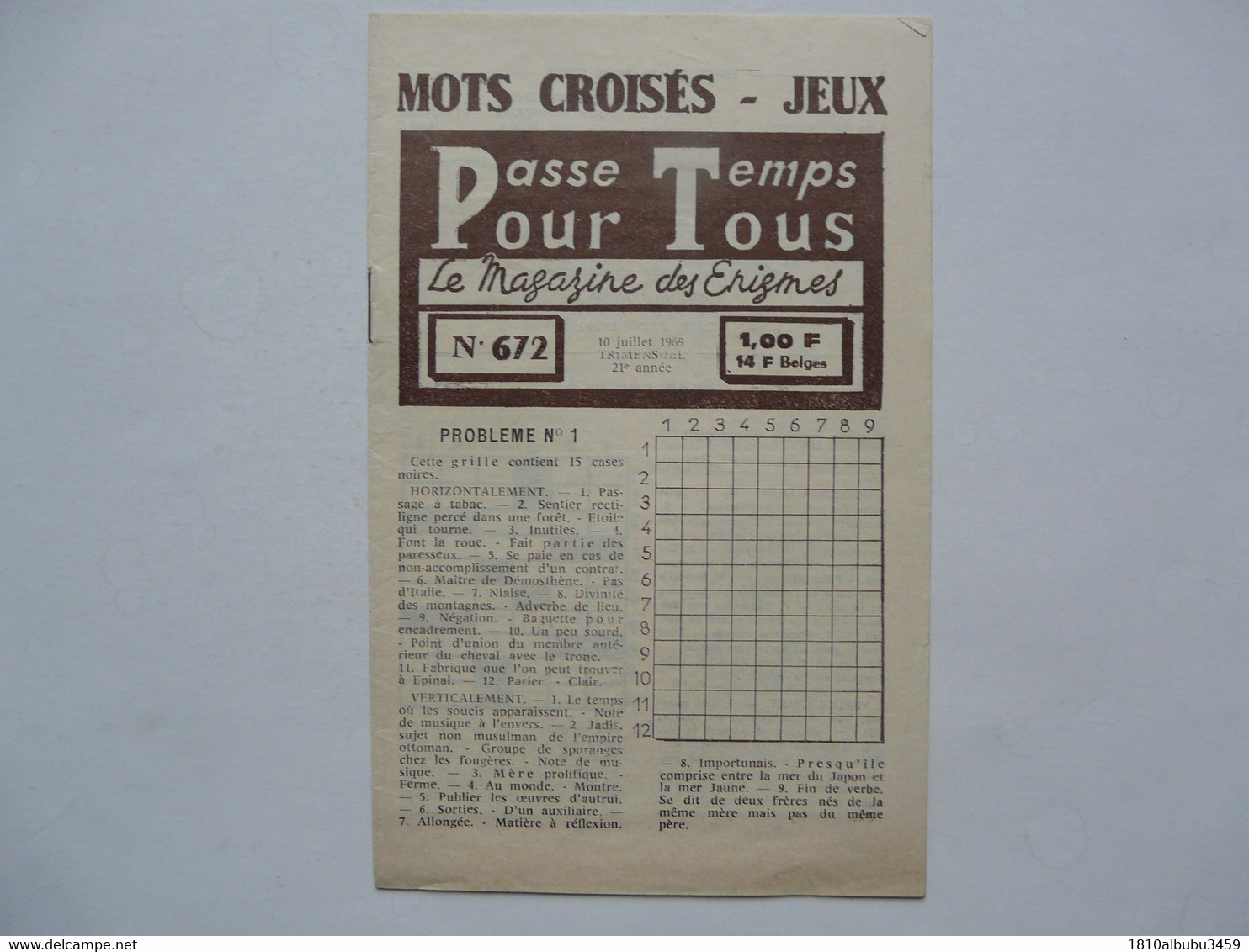 MOTS CROISES - LE MAGAZINE DES ENIGMES 1969 - Palour Games