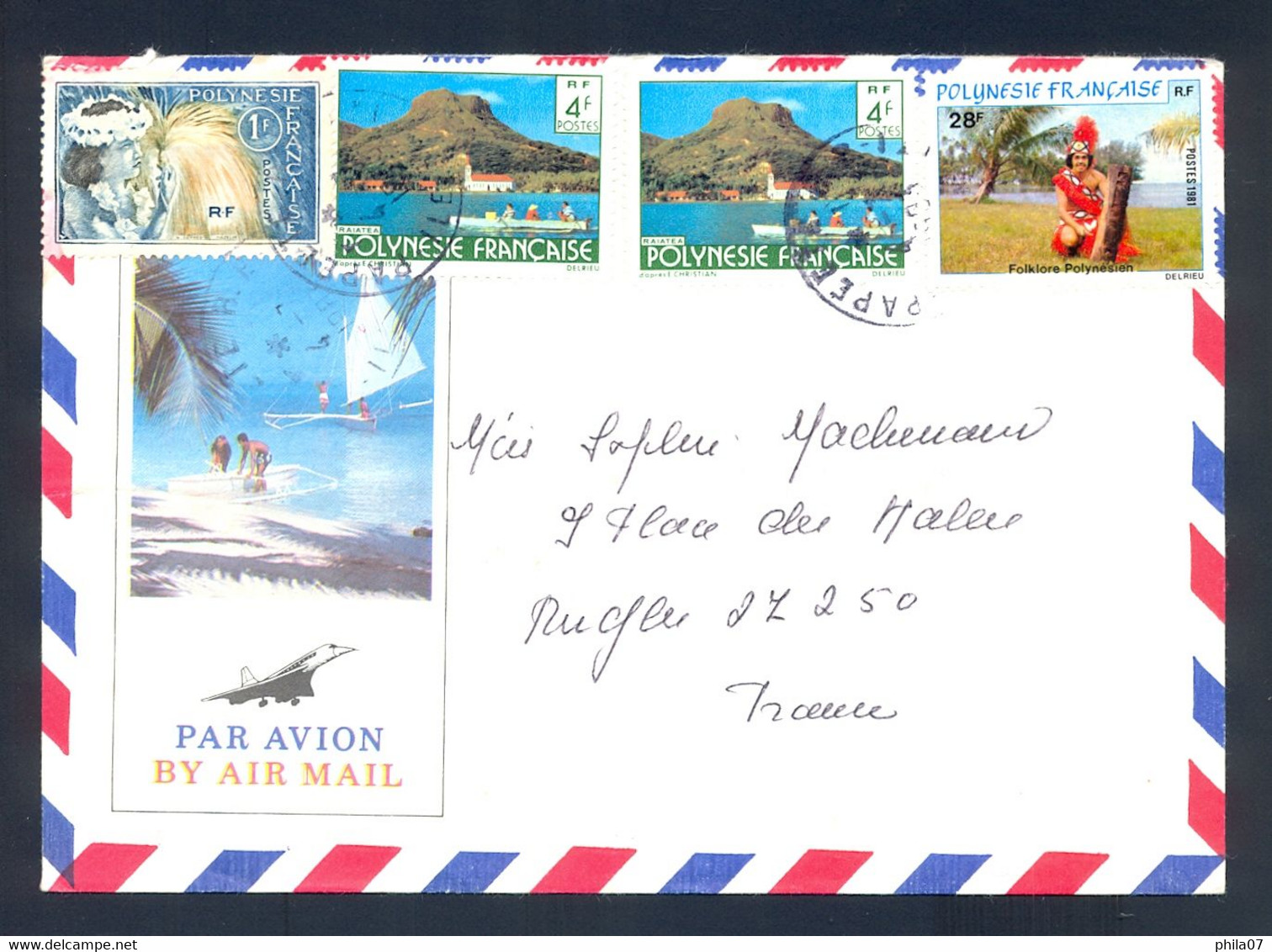 FRANCE POLYNESIA - Cover For Air Mail With Nice Illustration On Front And Back Side Of The Cover, With Multicolored Fran - Storia Postale