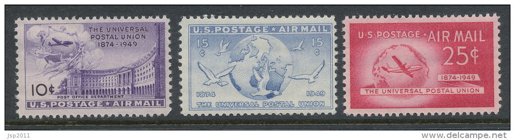 USA 1949 Air Mail Scott # C42-C44. Universal Postal Union Issue, 3 Values, MNH (**) - 2b. 1941-1960 Unused