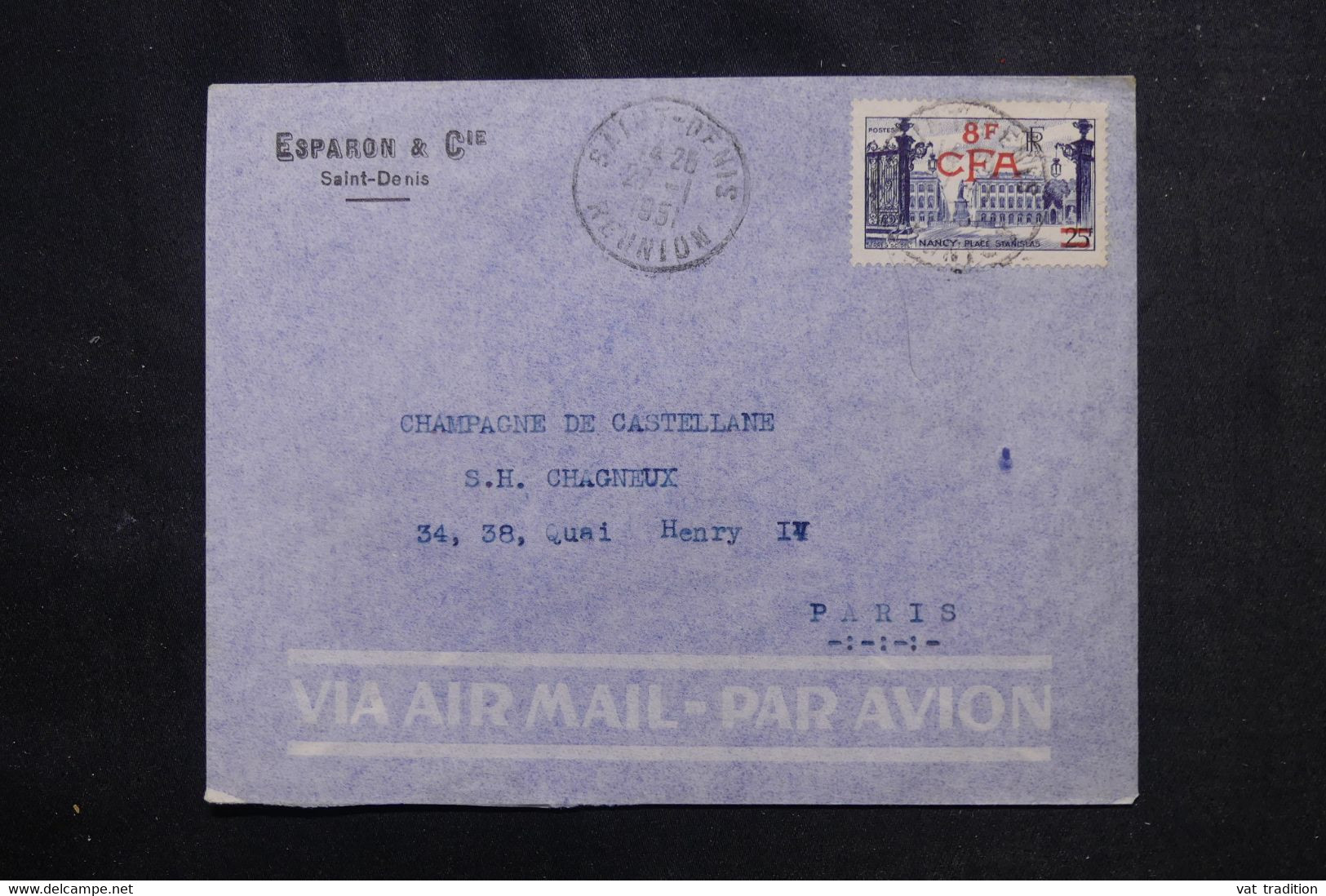 RÉUNION - Enveloppe Commerciale De St Denis Pour Paris En 1951  - L 72530 - Cartas & Documentos