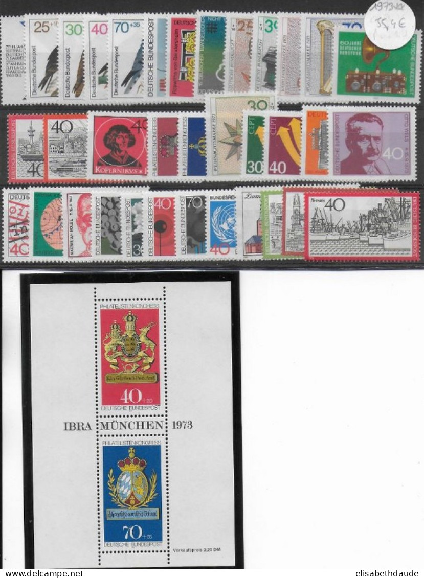 BRD - ANNEE COMPLETE 1973 ** MNH - YVERT N°603/639 - COTE = 55.4 EUR - Colecciones Anuales