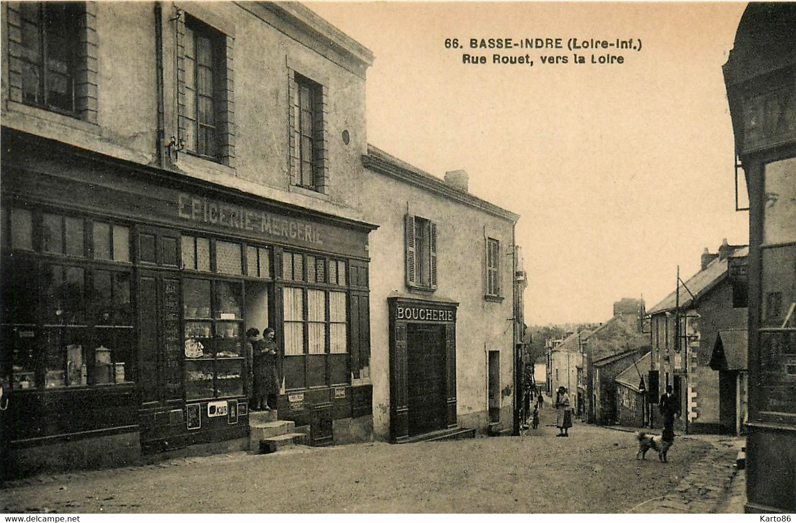 Basse Indre * Rue Rouet , Vers La Loire * Devanture épicerie Mercerie * Boucherie * Commerces Magasins - Basse-Indre