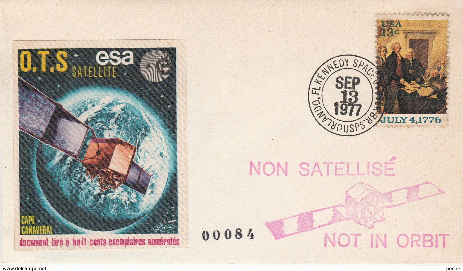 N°635 N -lettre O.T.S. -Esa Satellite- - Amérique Du Nord