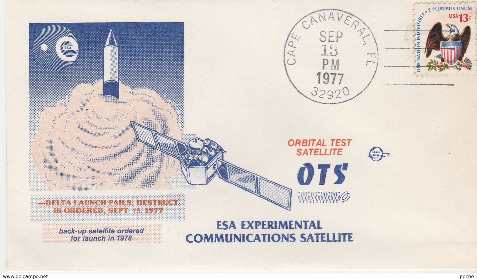 N°638 N -lettre O.T.S. -orbital Est Satellite- Esa Experimental Communications Satellite- - Amérique Du Nord