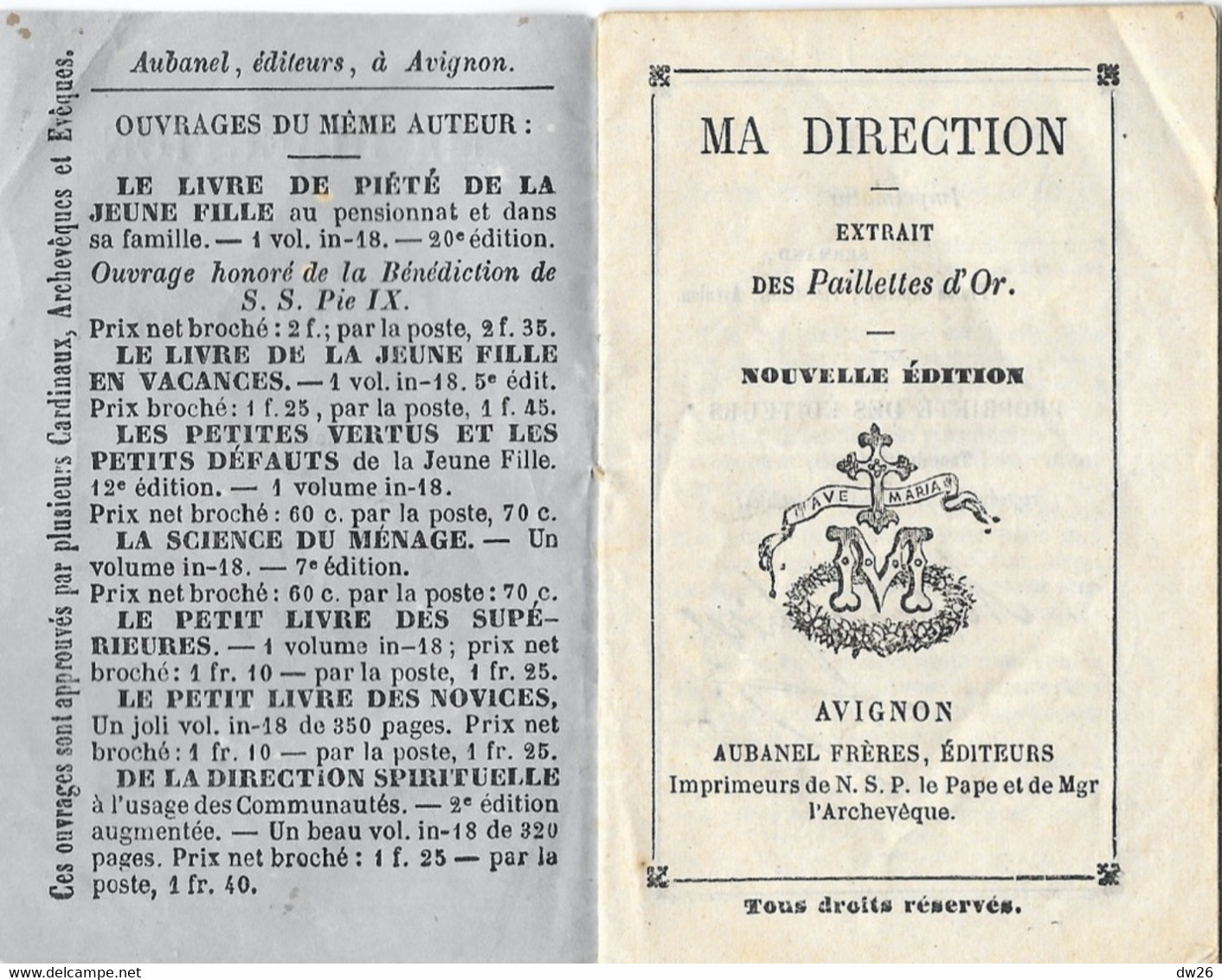 Religion - Ma Direction, Extrait Des Paillettes D'Or (Cueillette De Petits Conseils) 50e Edition Aubanel Frères Avignon - Religion