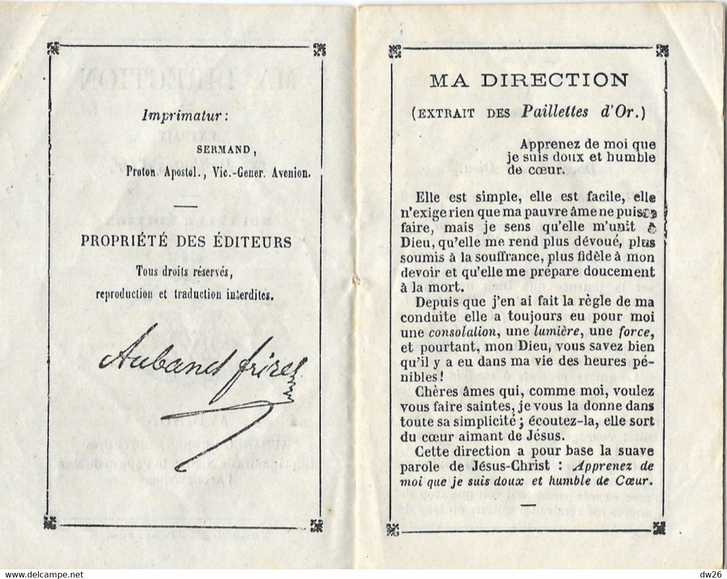 Religion - Ma Direction, Extrait Des Paillettes D'Or (Cueillette De Petits Conseils) 50e Edition Aubanel Frères Avignon - Godsdienst