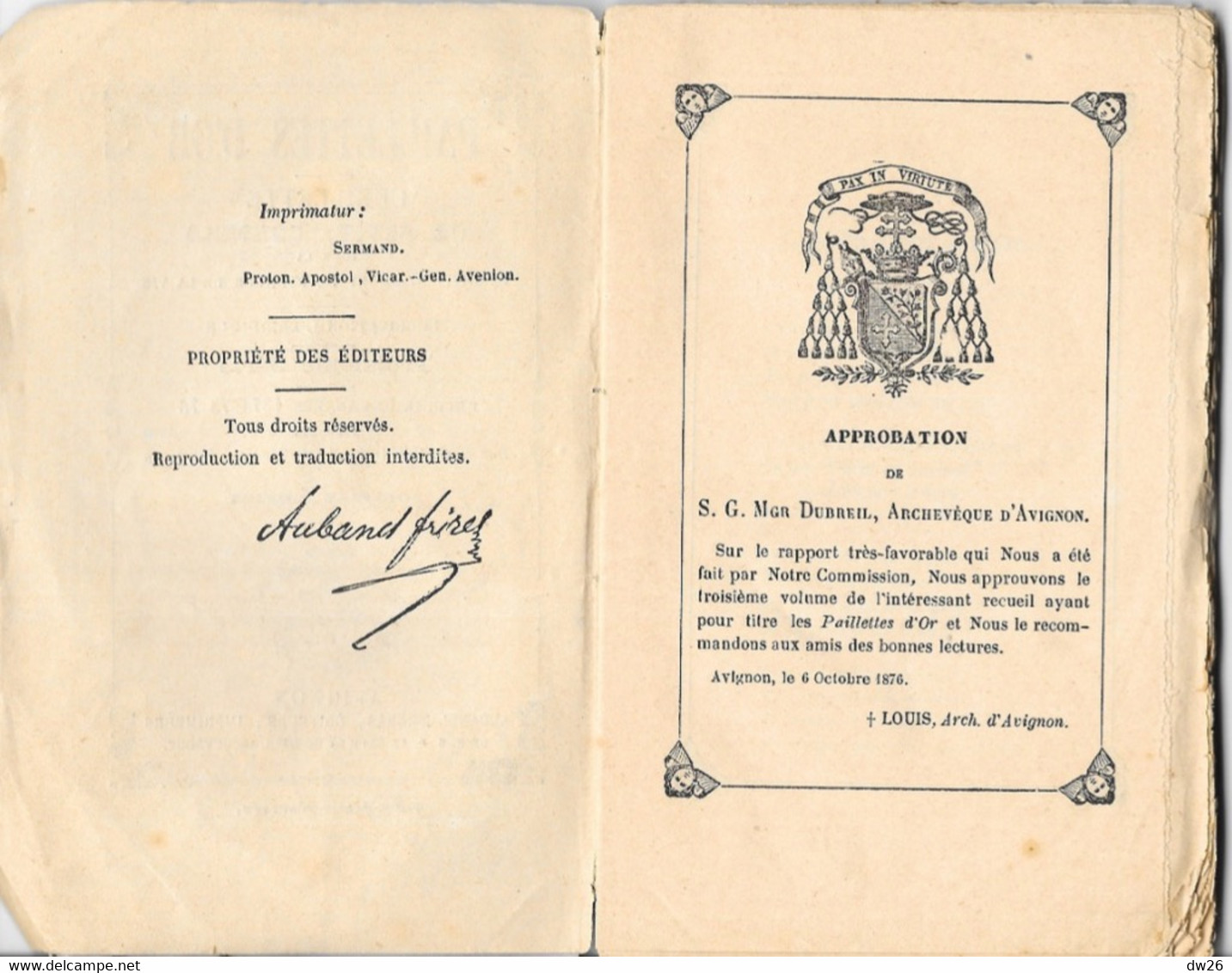 Religion - Paillettes D'Or (Cueillette De Petits Conseils) Troisième Série - 1874, 10e Edition Aubanel Frères Avignon - Godsdienst