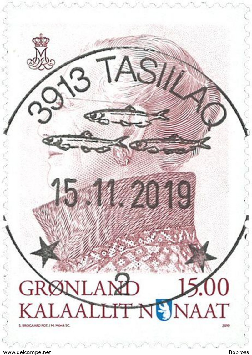 2019 Queen Margrethe, Definitives, Central Date Cancellation, Greenland - Used Stamps