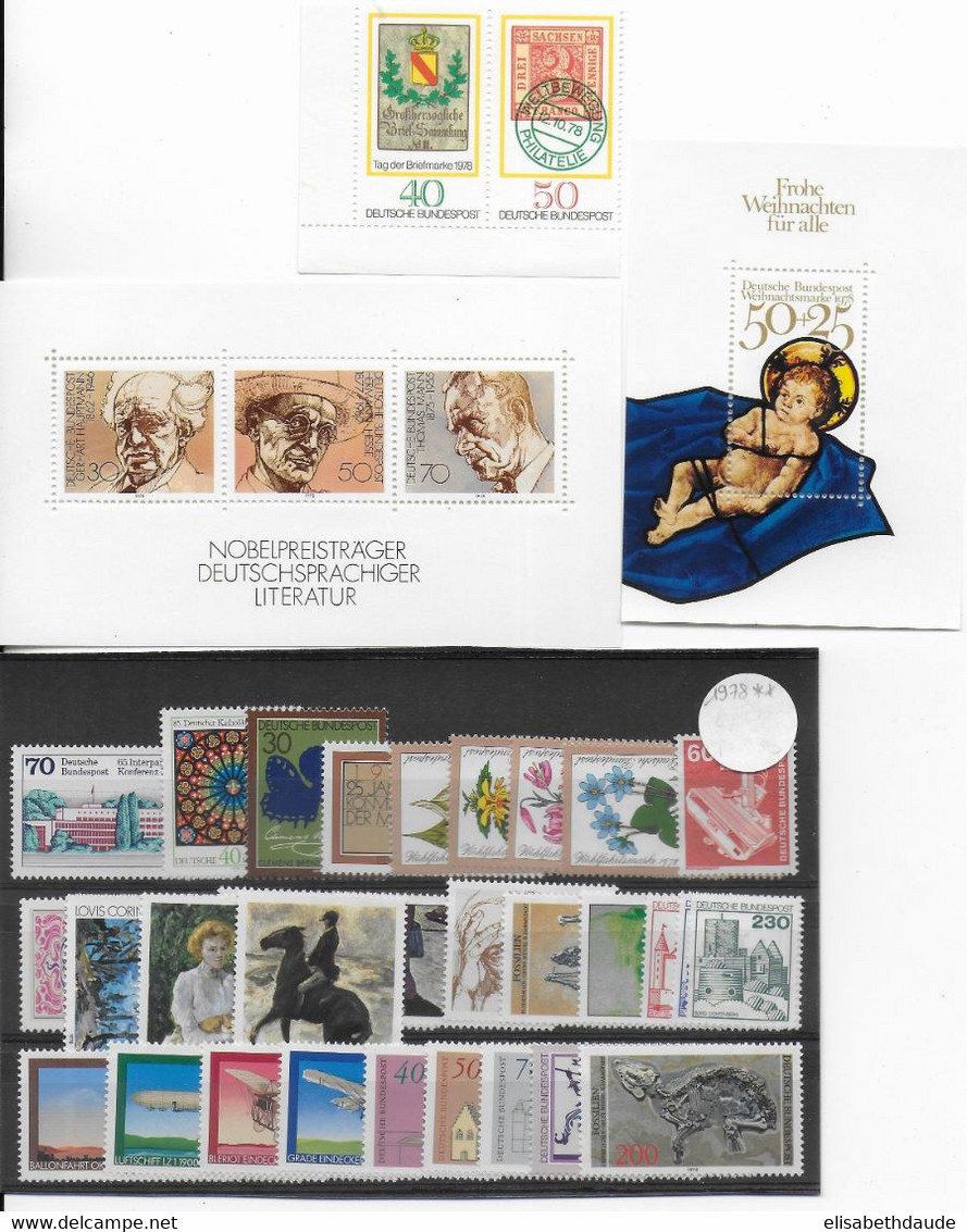 BRD - ANNEE COMPLETE 1978 ** MNH - YVERT N°803/840 - COTE  = 58.2 EUR - Annual Collections