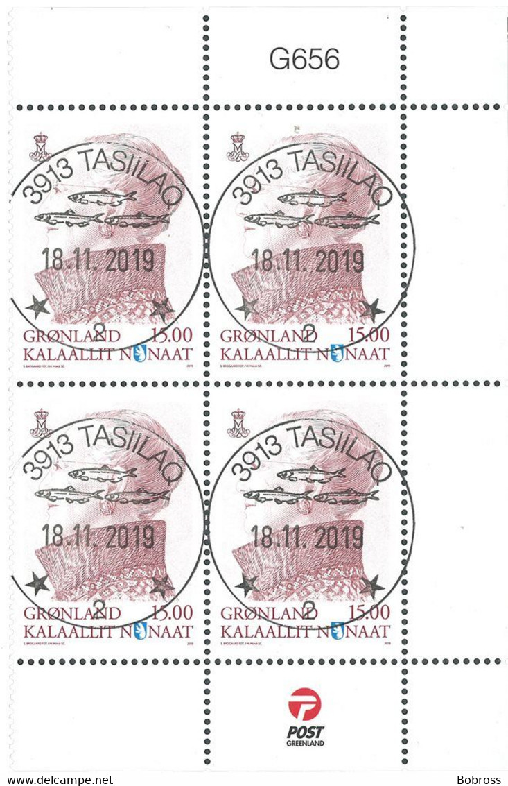 2019 Block, Queen Margrethe, Definitives, Central Date Cancellation, Greenland, MNH - Used Stamps