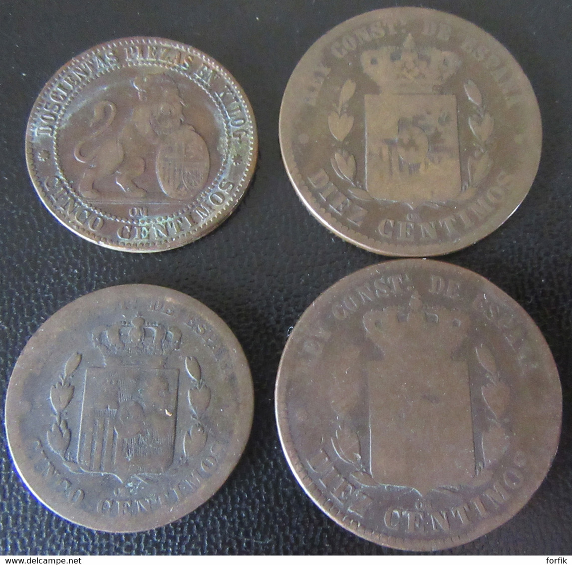 Espagne / Espana - 4 Monnaies Diverses 1870 à 1879 - Collections
