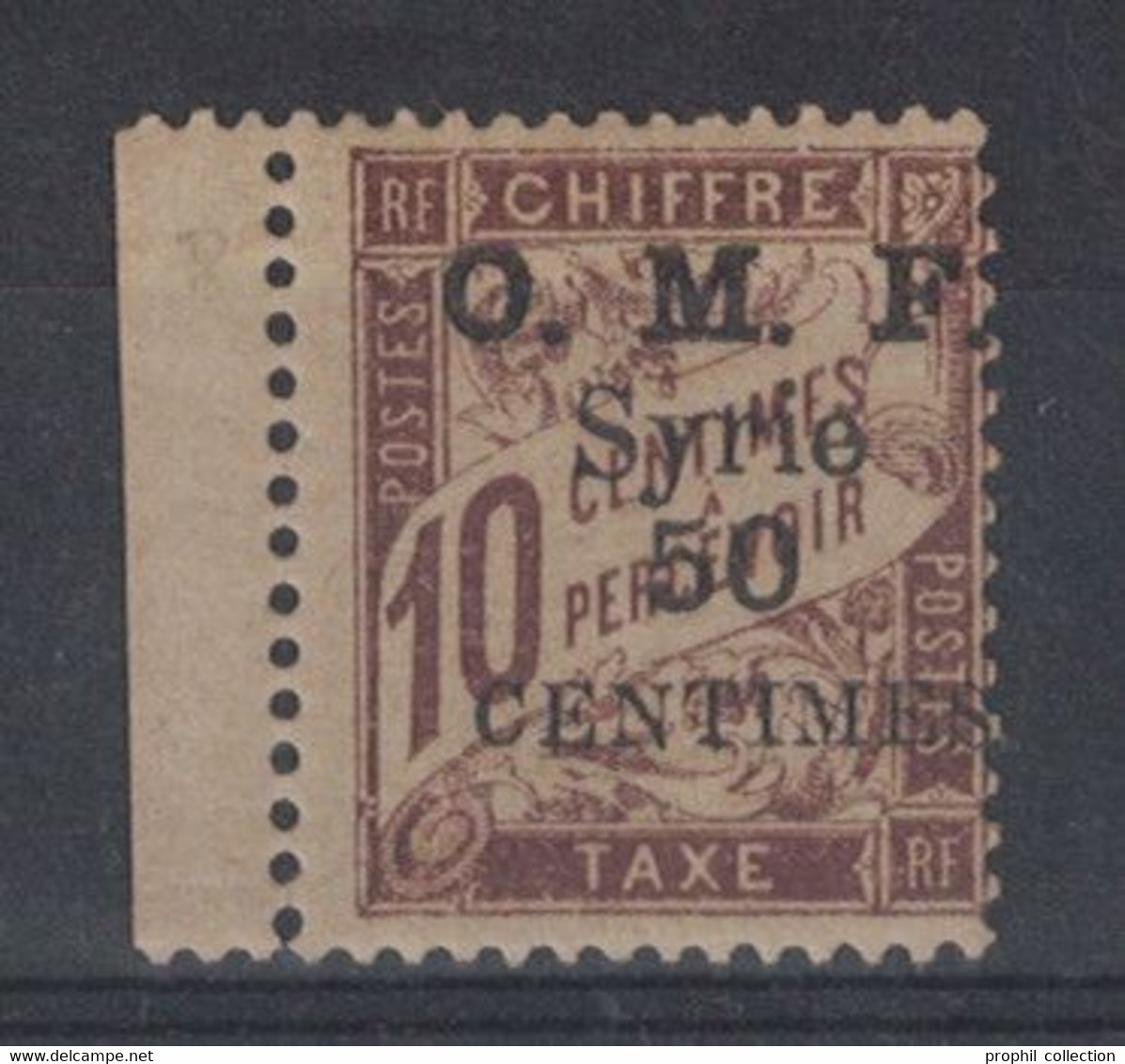 SYRIE - VARIÉTÉ " CENTIMES " (AU LIEU DE CENTIEMES) Sur TIMBRE TAXE N° 9 NEUF ** SANS CHARNIERE BORD DE FEUILLE (n° 9b) - Timbres-taxe