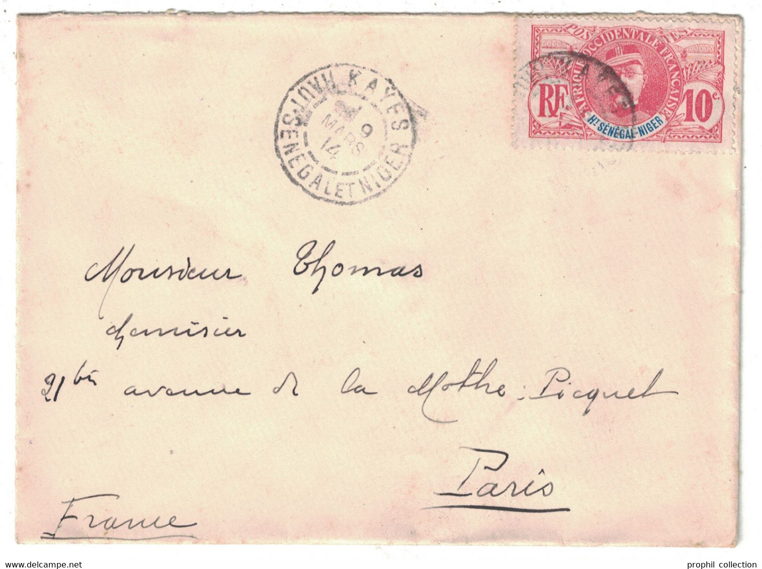 1914 - TIMBRE GÉNÉRAL FAIDHERBE N° 5 SEUL Sur LETTRE CAD KAYES HAUT SÉNÉGAL ET NIGER Pour PARIS FRANCE - Storia Postale