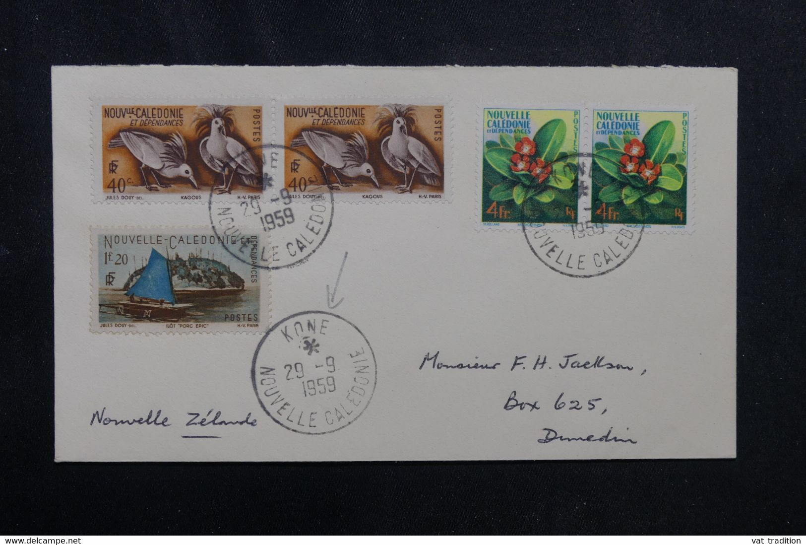 NOUVELLE CALÉDONIE  - Enveloppe De Kone Pour La Nouvelle Zélande En 1959  - L 72558 - Lettres & Documents