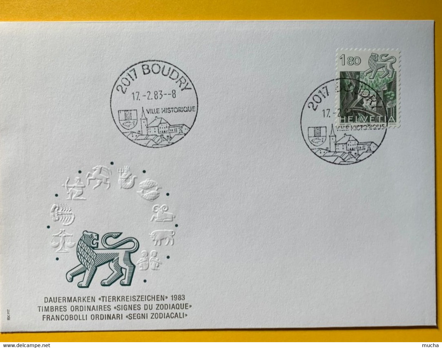 10674 - No 682 Zodiaque Lion Boudry 17.02.1983  FDC - Andere & Zonder Classificatie