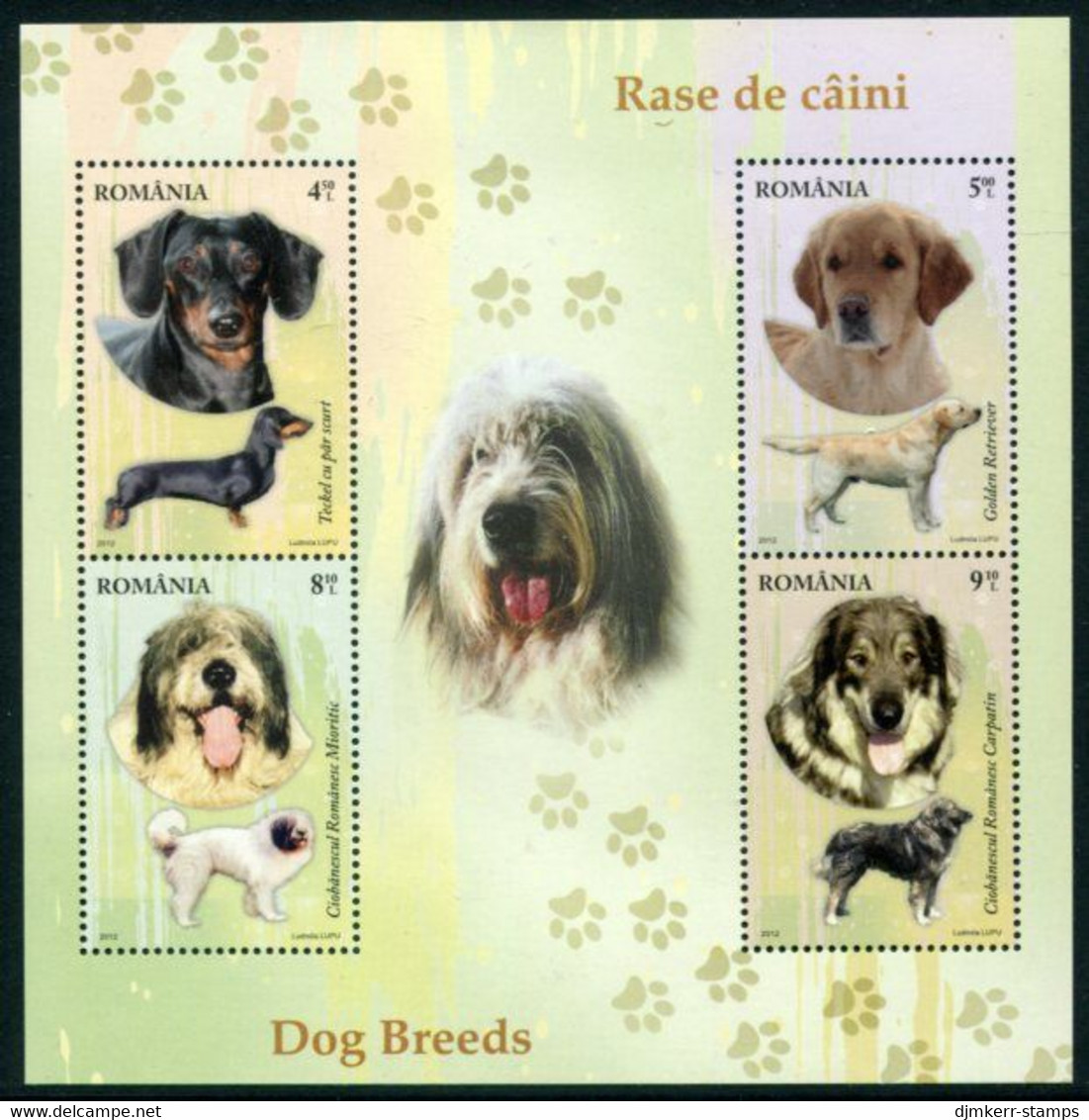 ROMANIA 2012 Dog Breeds Block MNH / **.  Michel Block 536 - Hojas Bloque