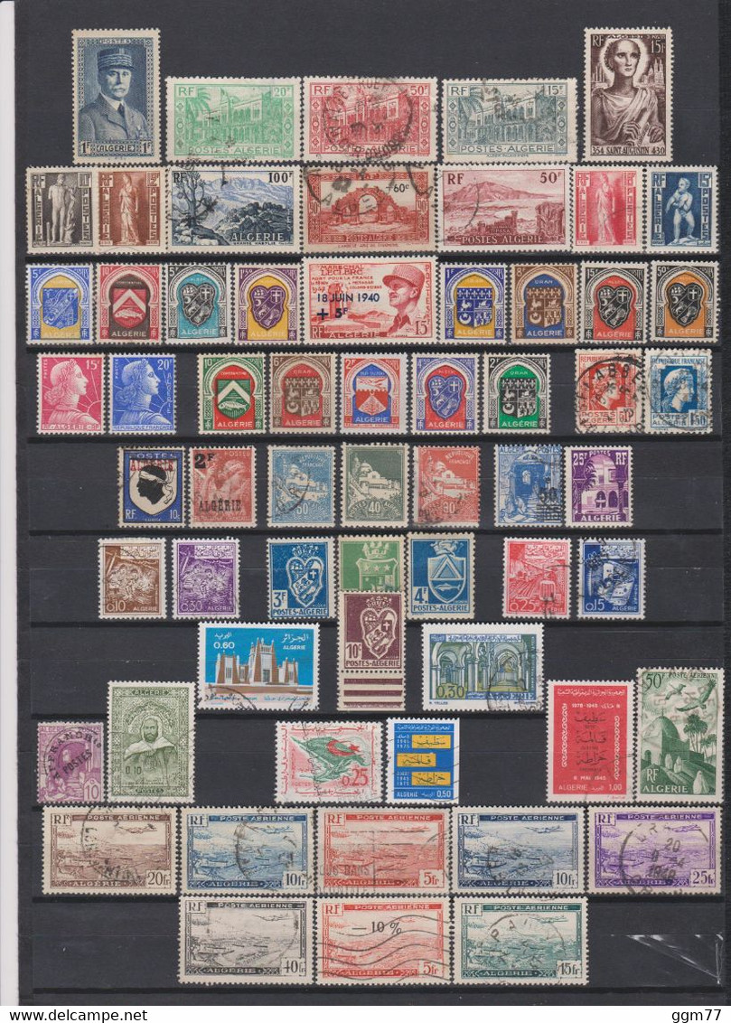 61 TIMBRES ALGERIE OBLITERES & NEUFS** & * +  SANS GOMME   DE 1926 à 1977     Cote : 34,25 € - Oblitérés