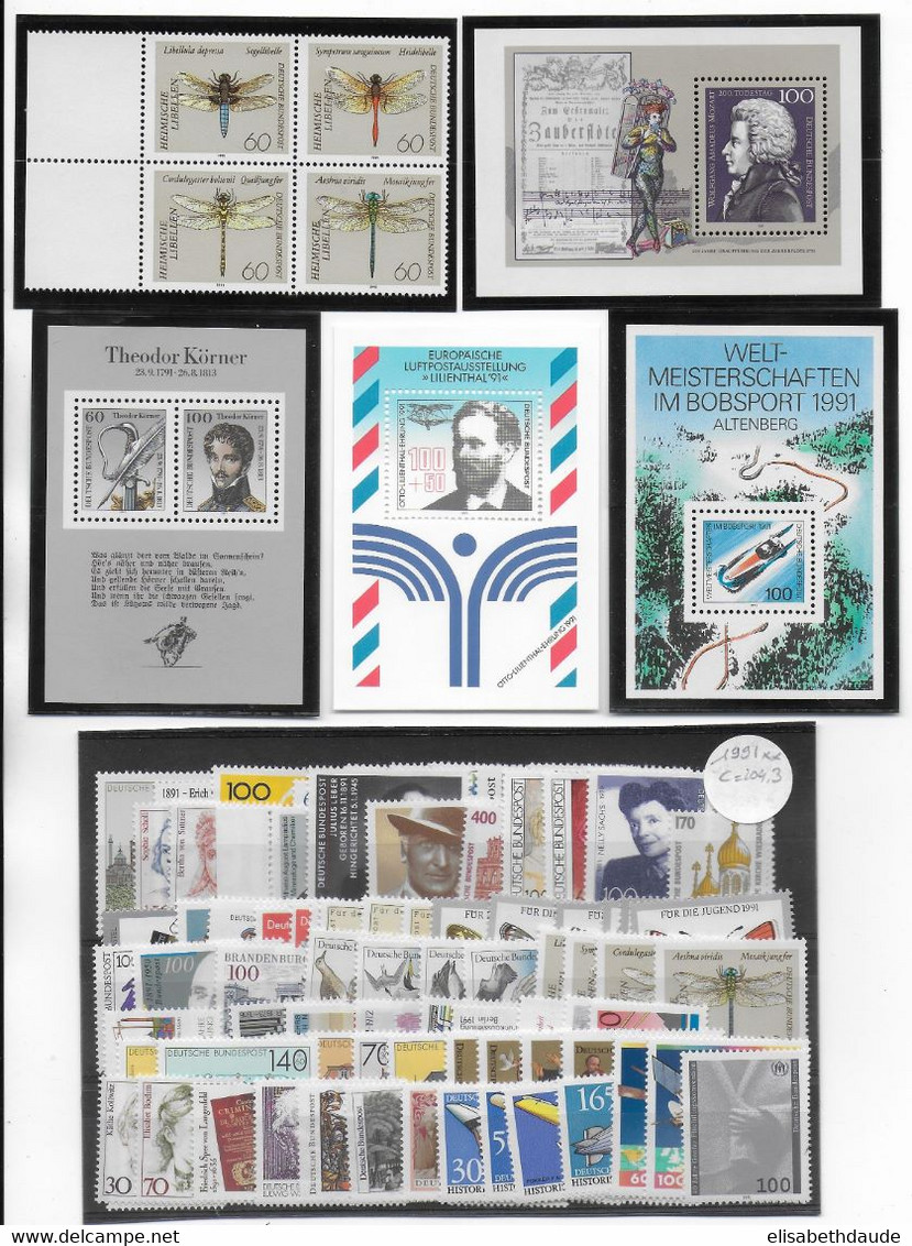 BRD - ANNEE COMPLETE 1991 ** MNH  - COTE  = 204 EUR - Annual Collections