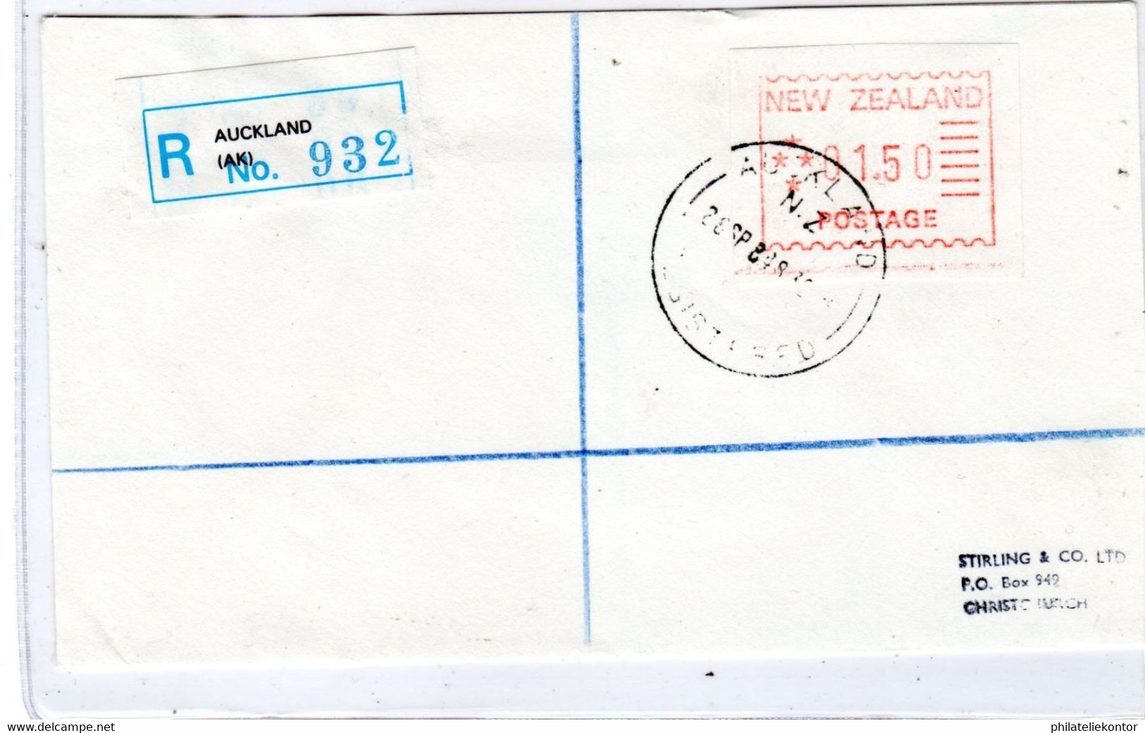 Neuseeland ATM Nr.1 Auf Inland R-Brief Von Auckland Nach Christchurch! - Variétés Et Curiosités