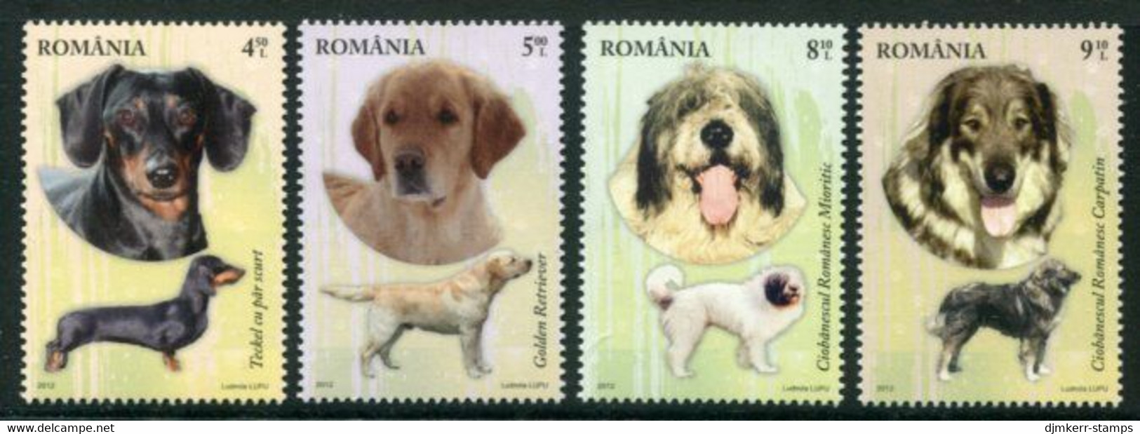 ROMANIA 2012 Dog Breeds  MNH / **.  Michel 6640-43 - Unused Stamps